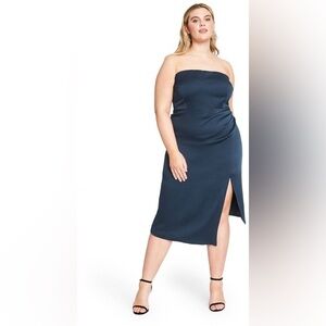 Cushnie Target Blue Strapless Sheath Dress Cocktail Formal Party Sleek 18W